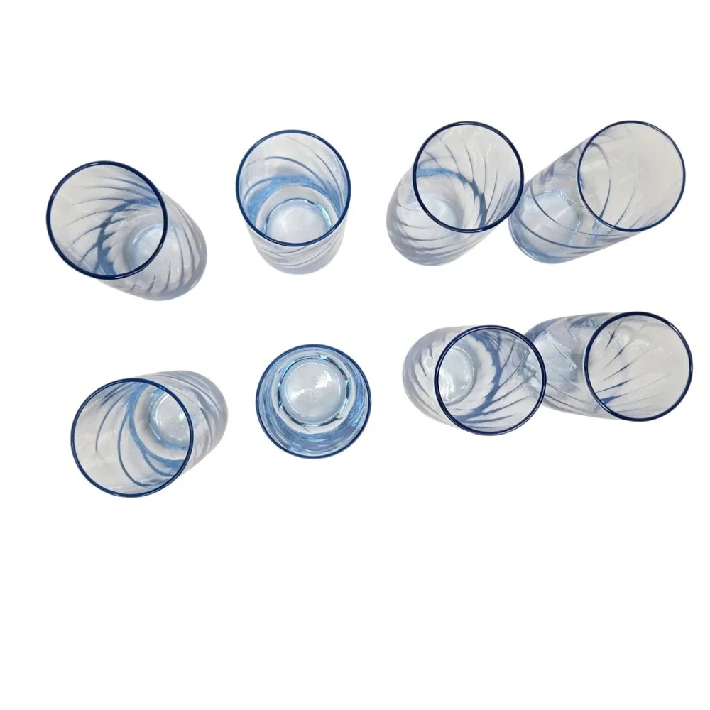 Vintage Libbey Misty Blue Optic Swirl Iced Tea Tumblers Set of 4 Country Cottage